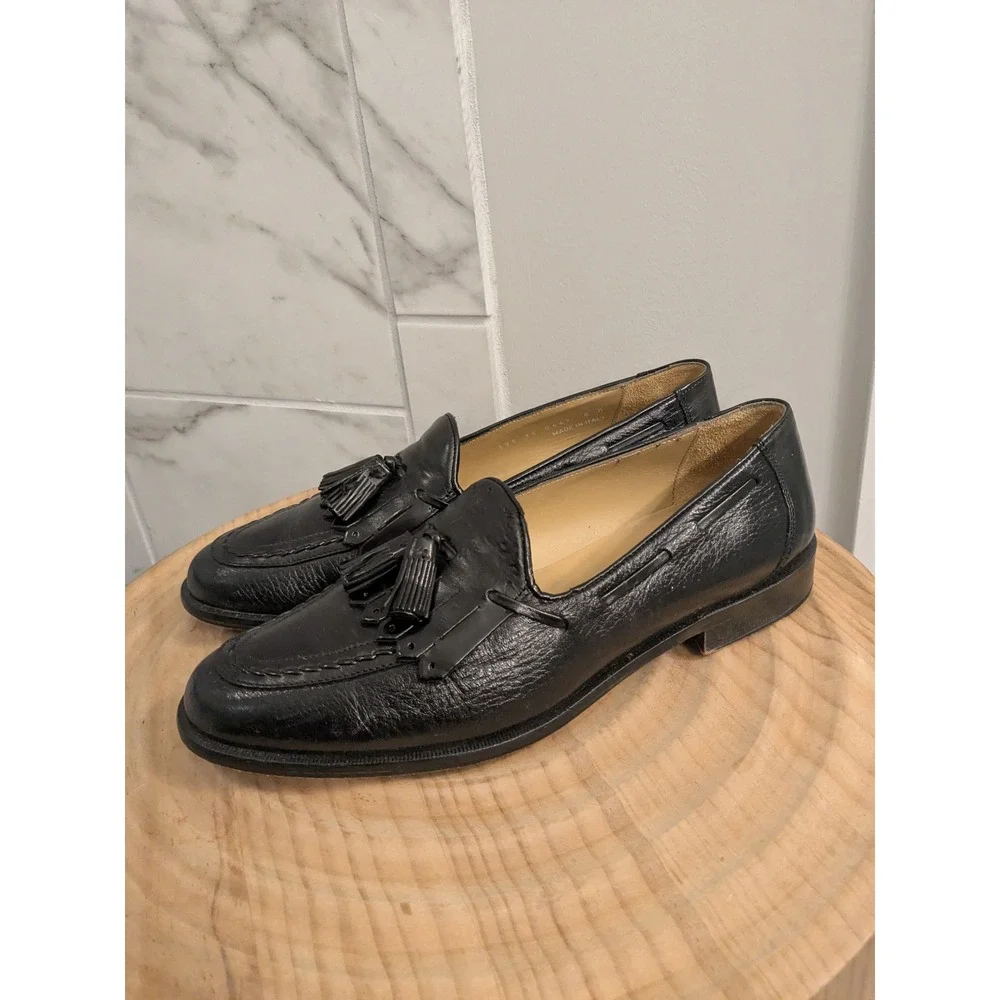 Vintage Johnston & Murphy Mens Leather Handcrafted Dress Shoes Made in Italy EUC